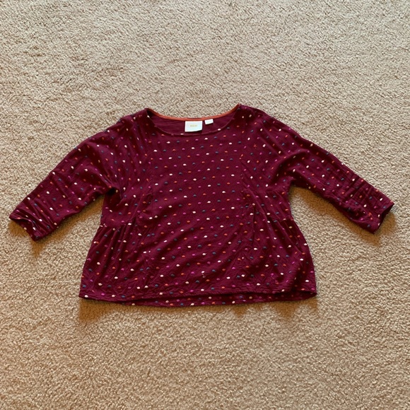 Anthropologie Maeve embroidered Polk a dot blouse - Picture 6 of 7